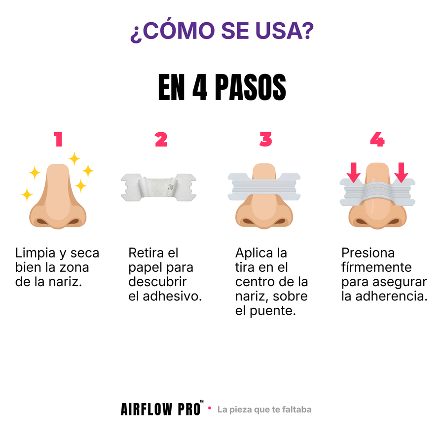 Tiras Nasales AirFlow Pro · Color Transparente — Pack 30 unidades