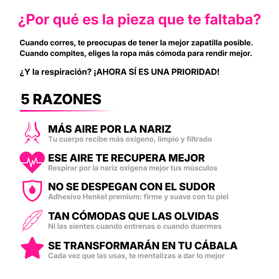 Tiras Nasales AirFlow Pro · Color Rosado — Pack 30 unidades
