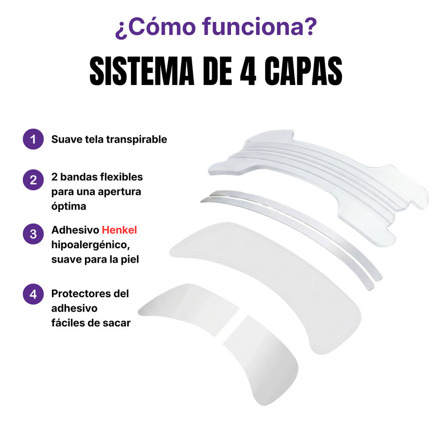 Tiras Nasales AirFlow Pro · Color Transparente — Pack 30 unidades