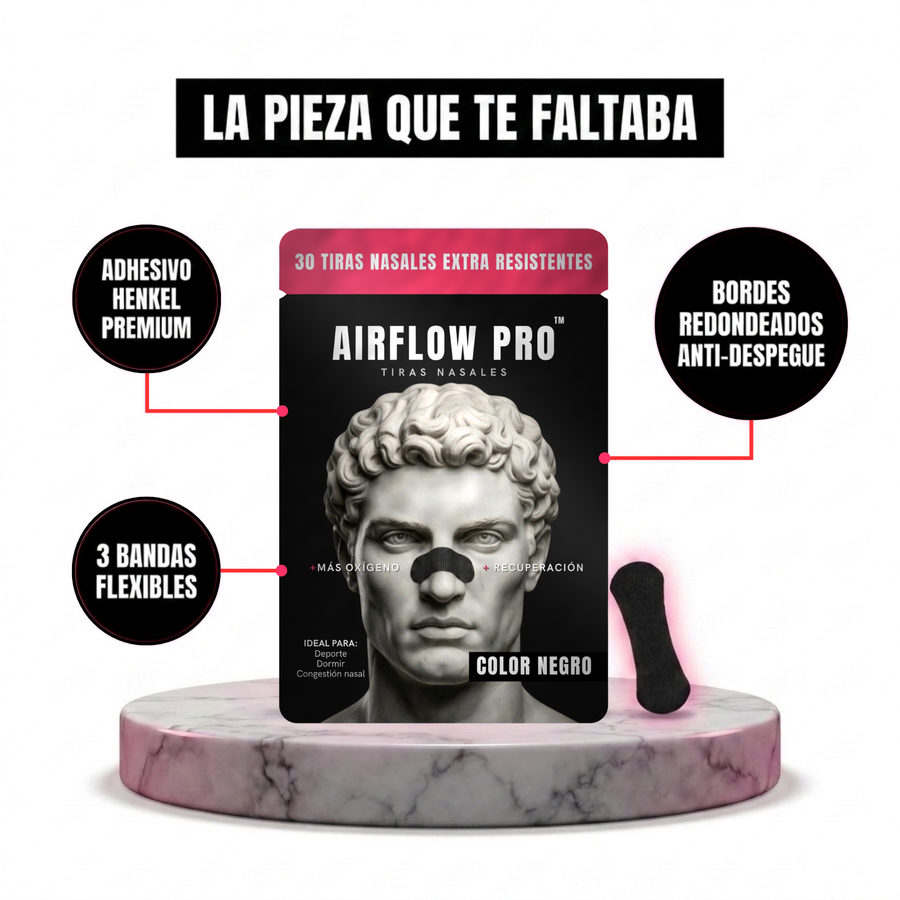 Tiras Nasales AirFlow Pro · Color Negro — Pack 30 unidades