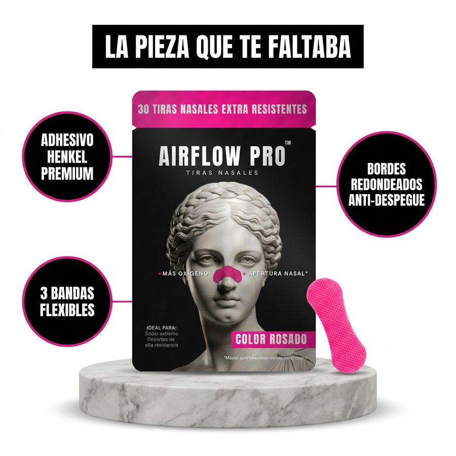 Tiras Nasales AirFlow Pro · Color Rosado — Pack 30 unidades