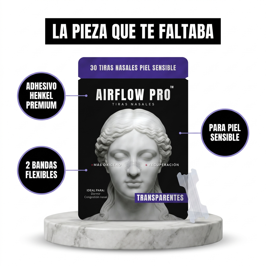 Tiras Nasales AirFlow Pro · Color Transparente — Pack 30 unidades