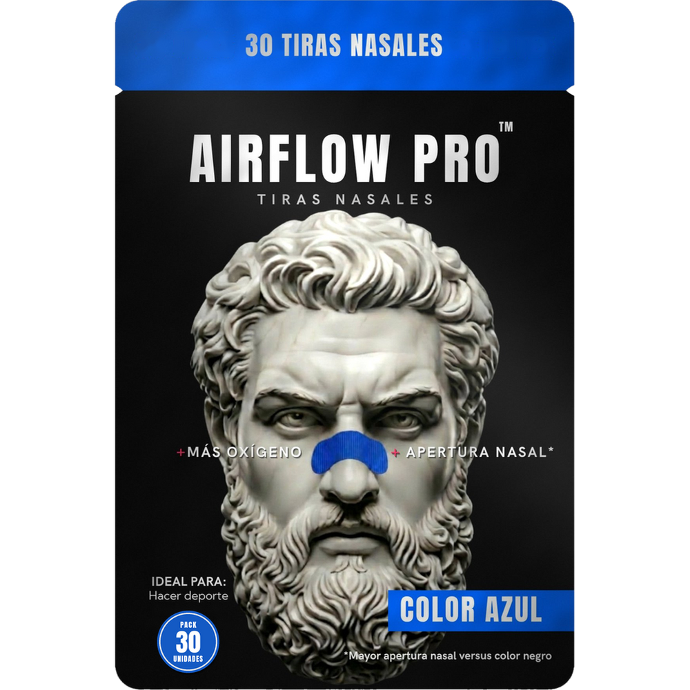 Pack AirFlow Pro Color Azul, 30 tiras nasales, ideal para hacer deporte