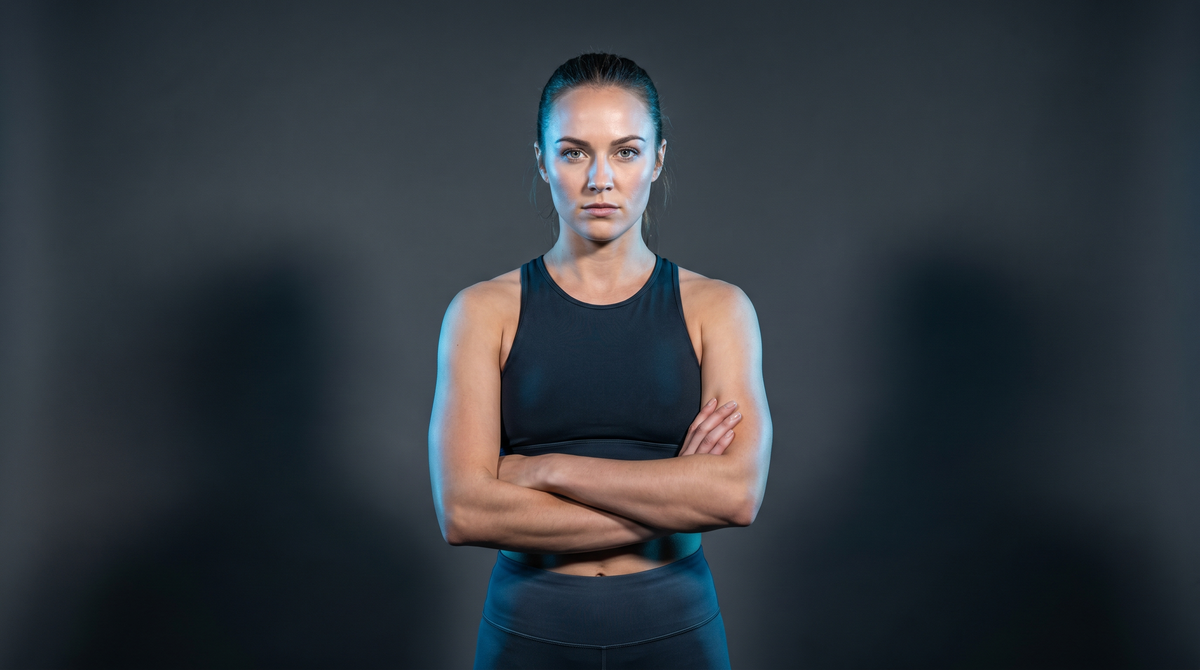 Atleta determinada en retrato de estudio