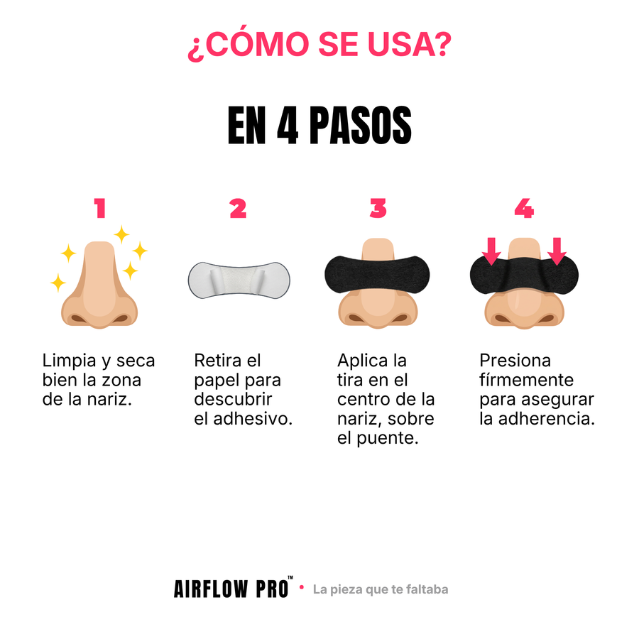 Tiras Nasales AirFlow Pro · Color Negro — Pack 30 unidades
