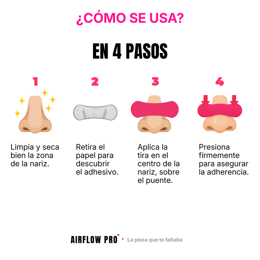 Tiras Nasales AirFlow Pro · Color Rosado — Pack 30 unidades
