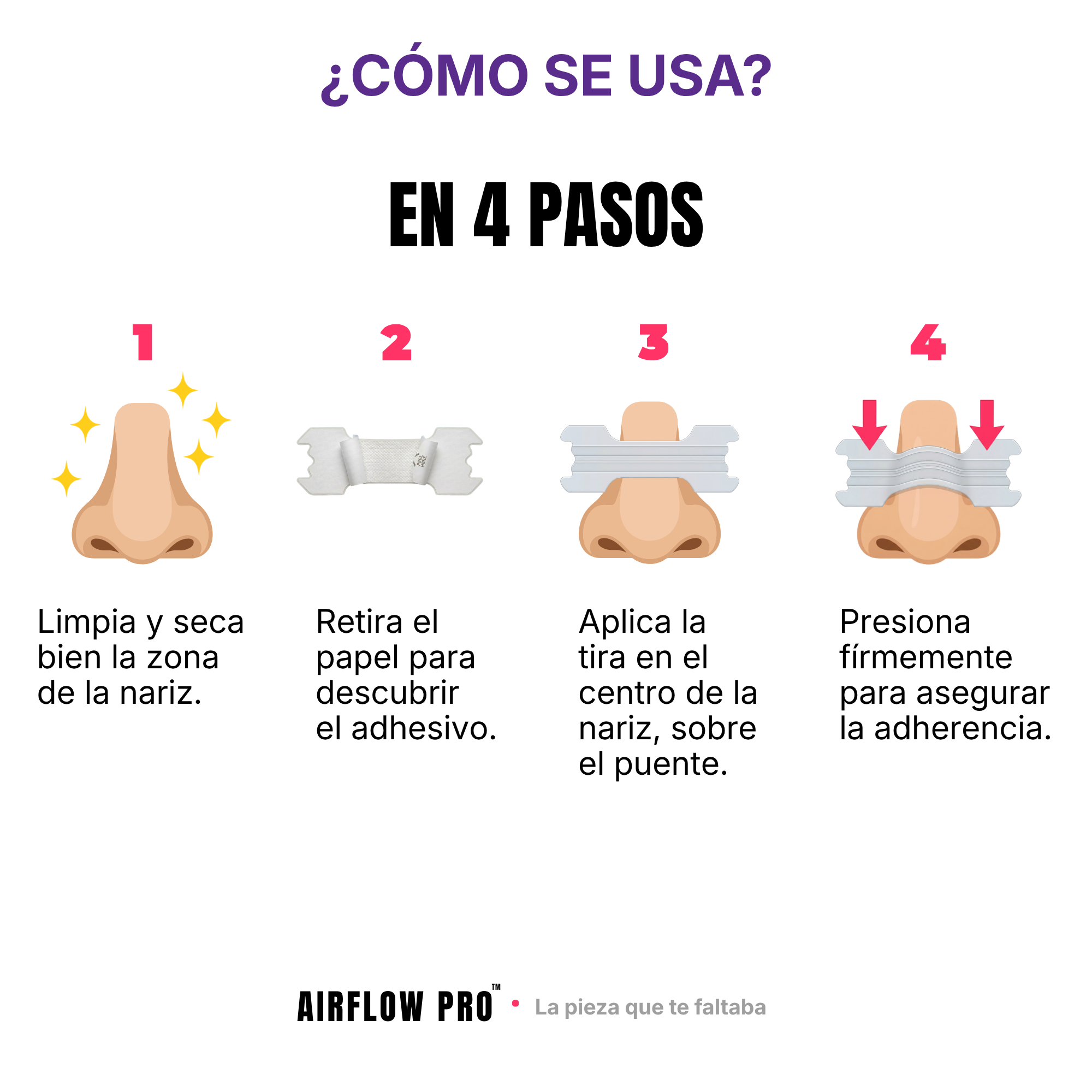 Tiras Nasales AirFlow Pro · Color Transparente — Pack 30 unidades
