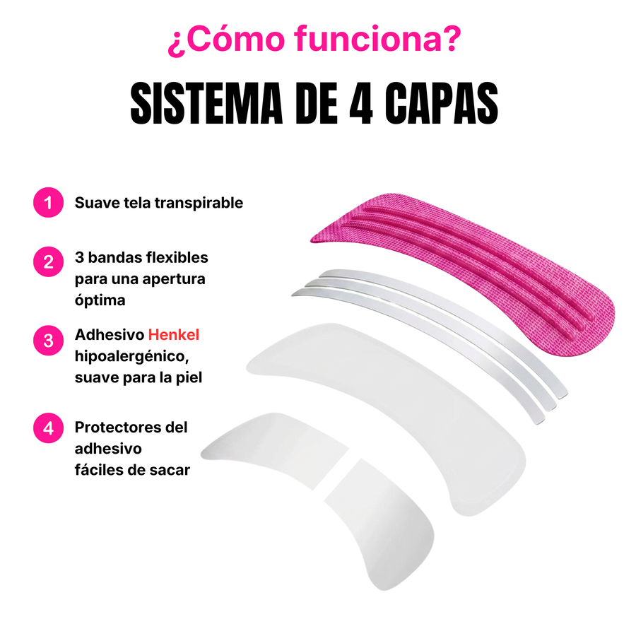 Tiras Nasales AirFlow Pro · Color Rosado — Pack 30 unidades