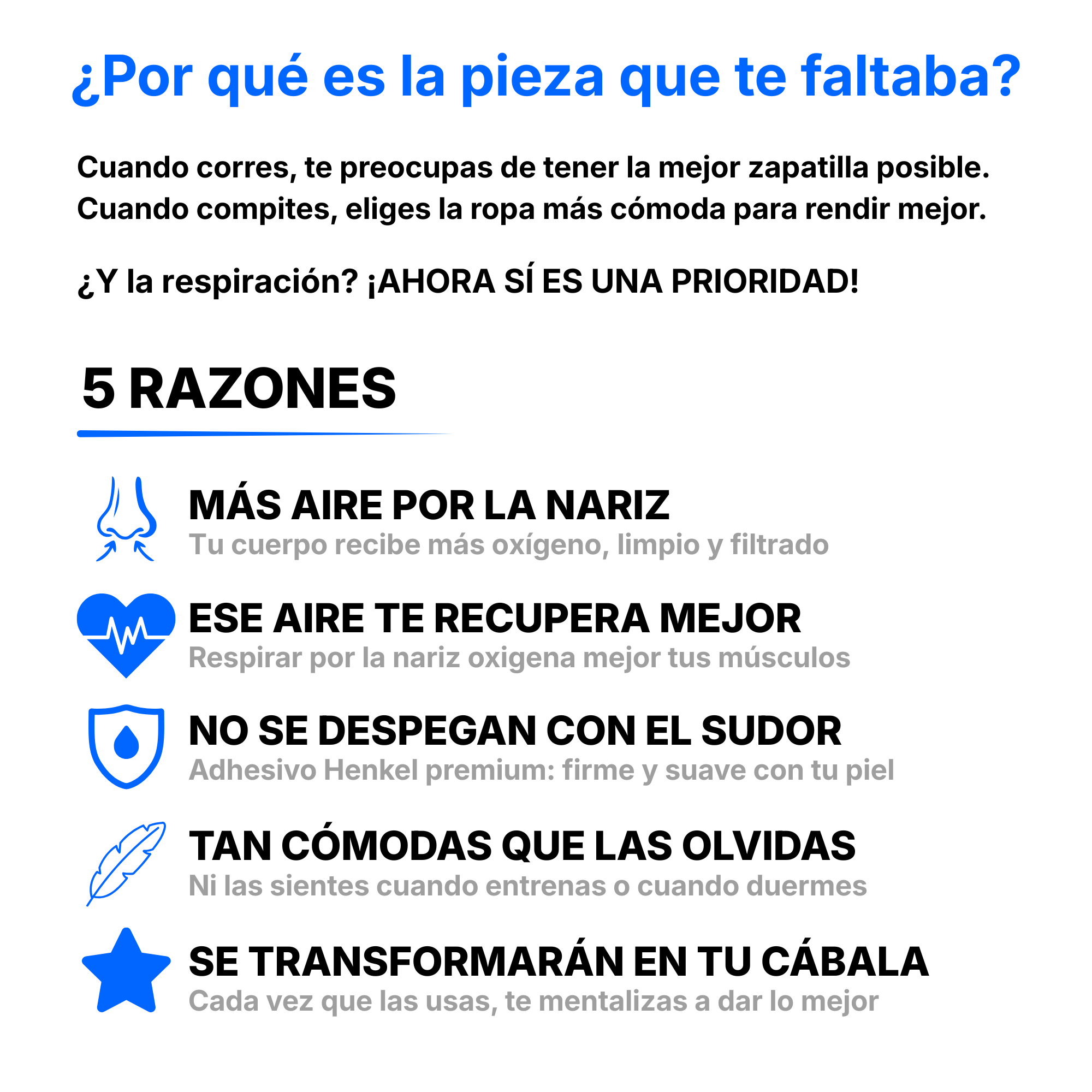 Tiras Nasales AirFlow Pro · Color Azul — Pack 30 unidades