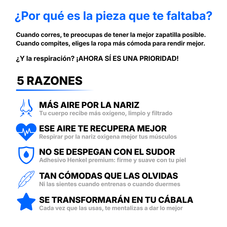 Tiras Nasales AirFlow Pro · Color Azul — Pack 30 unidades