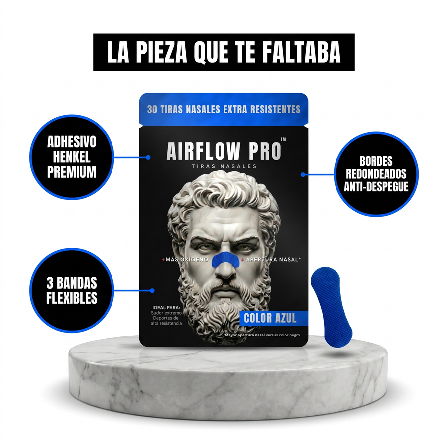 Tiras Nasales AirFlow Pro · Color Azul — Pack 30 unidades