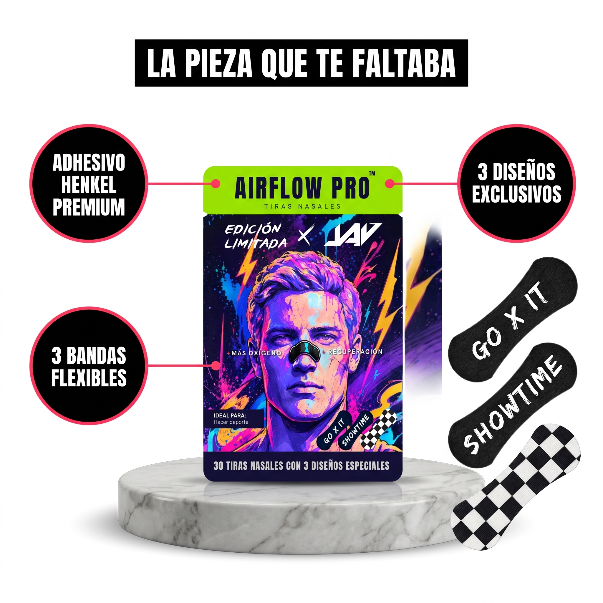 Tiras Nasales AirFlow Pro · Edición Especial JAV — Pack 30 unidades