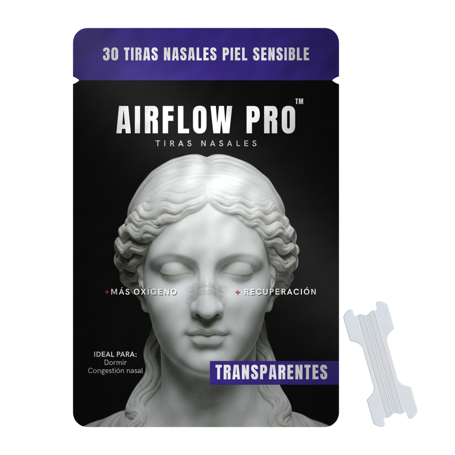 Tiras Nasales AirFlow Pro · Color Transparente — Pack 30 unidades