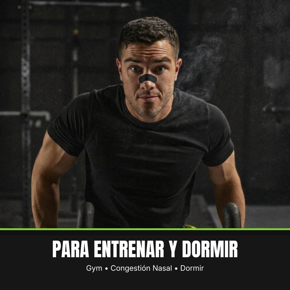 Deportista entrenando con tira nasal AirFlow Pro Color Negro: para entrenar y dormir - gym, congestion nasal y dormir.