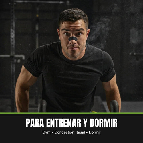 Deportista entrenando con tira nasal AirFlow Pro Color Negro: para entrenar y dormir - gym, congestion nasal y dormir.