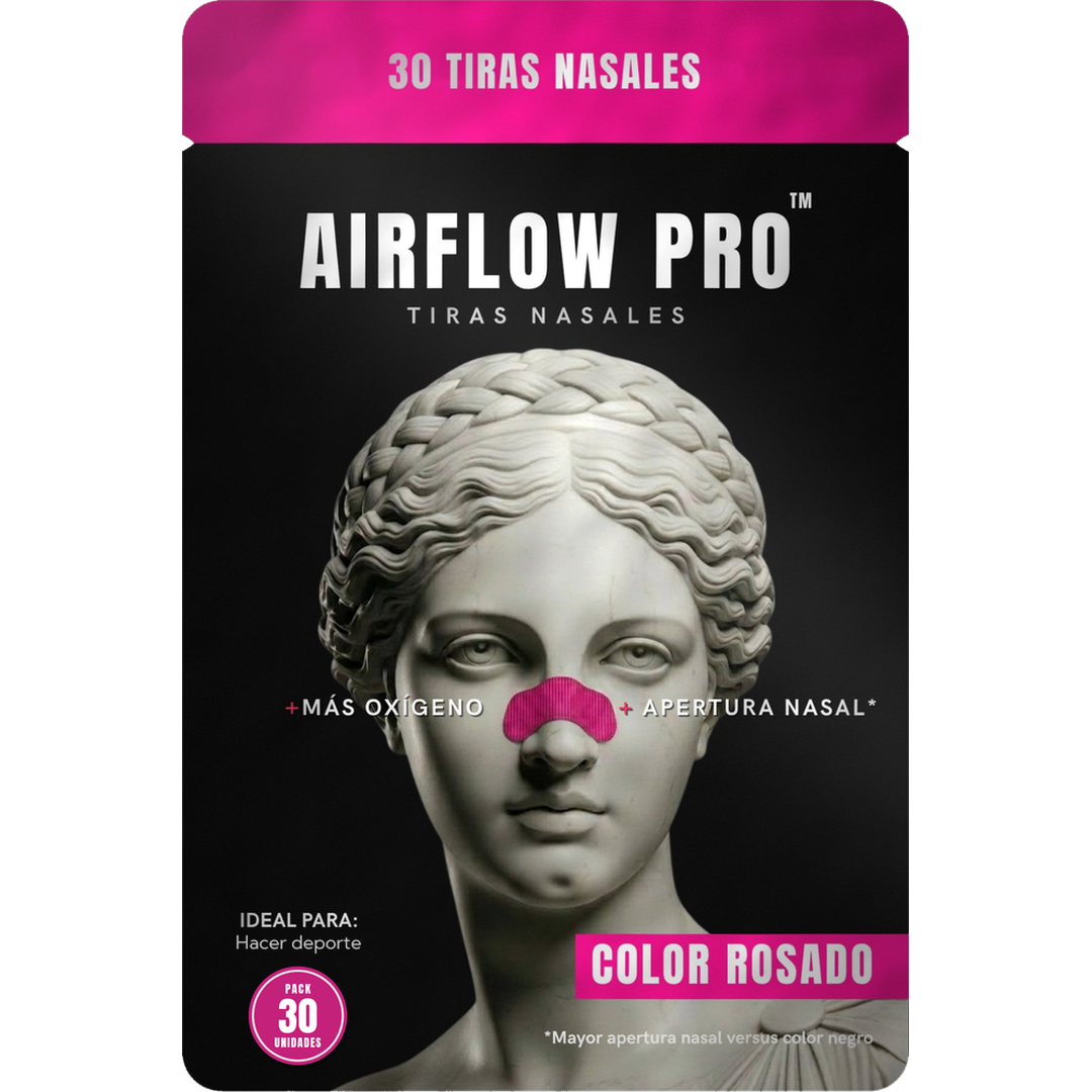 Pack AirFlow Pro Color Rosado, 30 tiras nasales, ideal para hacer deporte