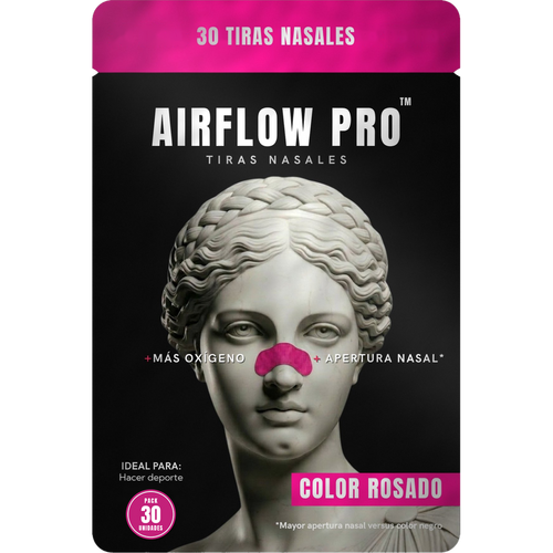 Pack AirFlow Pro Color Rosado, 30 tiras nasales, ideal para hacer deporte